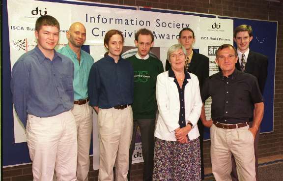 Young ISCA winners with Susan Moore, DTI, and Frits Janssen, IT World Consultants