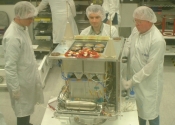 UK-DMC satellite being assembled in SSTL's clean room.