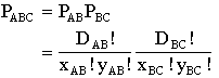 PABC = PAB.PBC = [DAB!DBC!]/[xAB!yAB!xBC!yBC!]